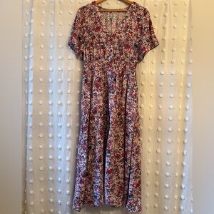 Marine Layer Annika Multicolor Floral Midi Dress | Cottagecore Floral Midi Dress